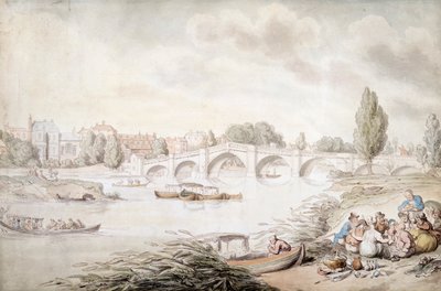 Richmond Bridge, Lontoo, c1780-c1820 tekijältä Thomas Rowlandson
