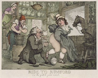 Ratsastakaa Rumfordiin, antakaa jadevinssin vinssata. tekijältä Thomas Rowlandson
