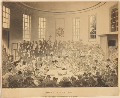 Kuninkaallinen kukkotappeluareena tekijältä Thomas Rowlandson