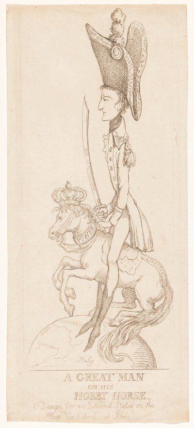 Napoleonin ratsastajapatsas, 1804 tekijältä Thomas Rowlandson