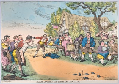 Maaseutuurheilu tai peli Quoitsissa, 30. lokakuuta 1811, 30. lokakuuta 1811. tekijältä Thomas Rowlandson