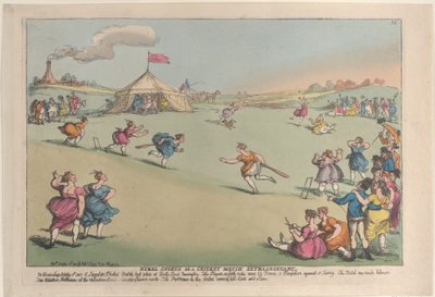 Maaseutuurheilu tai poikkeuksellinen krikettiottelu, 10. lokakuuta 1811, 10. lokakuuta 1811. tekijältä Thomas Rowlandson