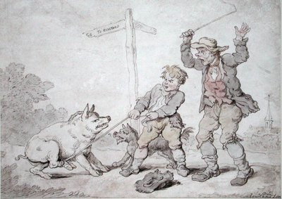 Ruosteinen pekoni (Pidheadedness and Persuasion) (muste & akvarelli paperille) tekijältä Thomas Rowlandson