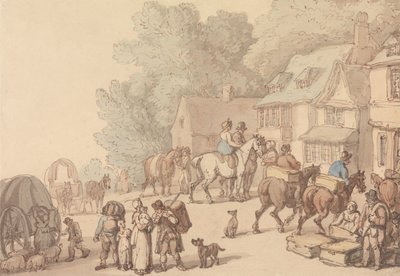 Kohtaus majatalon ulkopuolella tekijältä Thomas Rowlandson