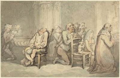 Kohtaus ranskalaisessa kirkossa tekijältä Thomas Rowlandson