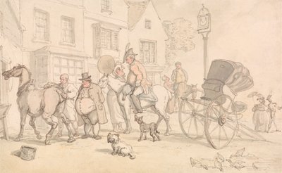 Näkymä Half-Moon Innin ulkopuolella tekijältä Thomas Rowlandson