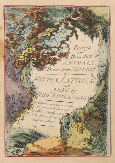 Kahdeksan kappaleen sarja, jossa nimilehti. "Ulkomaiset ja kotieläimet." 1. Paviaani tekijältä Thomas Rowlandson