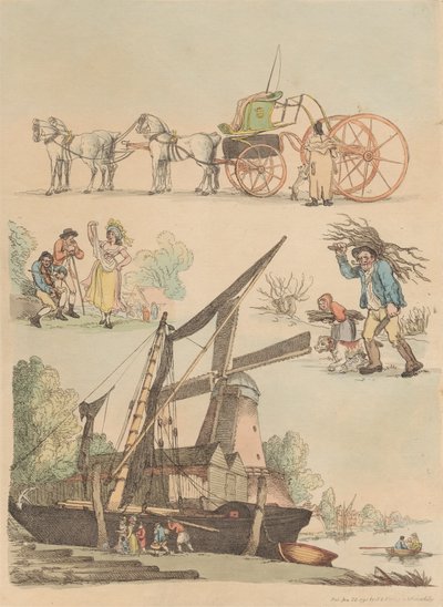 Kuusitoista sarja: Figuurien ja maisemien ääriviivat tekijältä Thomas Rowlandson