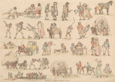 Kuusitoista sarja: Figuurien ja maisemien ääriviivat tekijältä Thomas Rowlandson