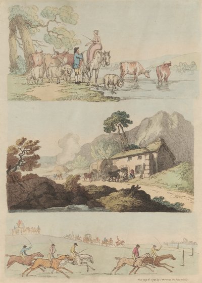 Kuusitoista sarja: Figuurien ja maisemien ääriviivat tekijältä Thomas Rowlandson
