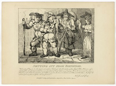 Lähtö Edinburghista, Boswellin Hebridien kiertomatkasta. tekijältä Thomas Rowlandson