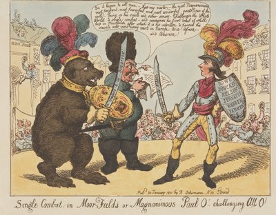 Kaksintaistelu Moorfieldsissä eli jalomielinen Paul O! - haastaa kaikki O!:t (teoksesta: Caricature, osa 4) tekijältä Thomas Rowlandson