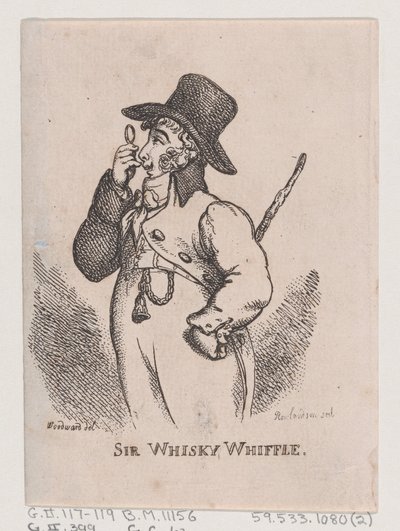 Sir Whiskey Whiffle, huhtikuu 1808, huhtikuu 1808. tekijältä Thomas Rowlandson
