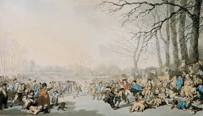 "Skateers on the Serpentine", 1784 tekijältä Thomas Rowlandson