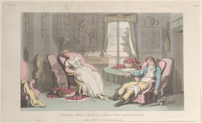 Sleeping Tête à Tête, Don Luigin ensimmäisellä vierailulla Napolista ja Campagista..., 1. kesäkuuta 1815. tekijältä Thomas Rowlandson