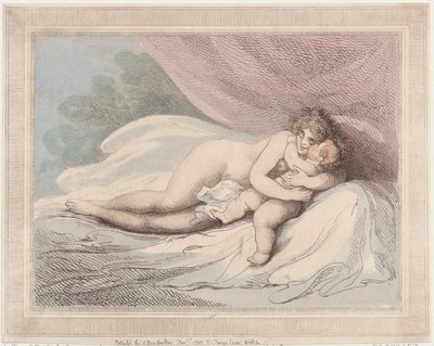 Nukkuva Venus halaa lasta, 1. tammikuuta 1799, 1. tammikuuta 1799. tekijältä Thomas Rowlandson