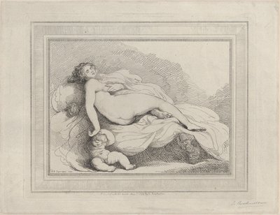 Nukkuva Venus ja rakkaus, 1799, 1799. tekijältä Thomas Rowlandson