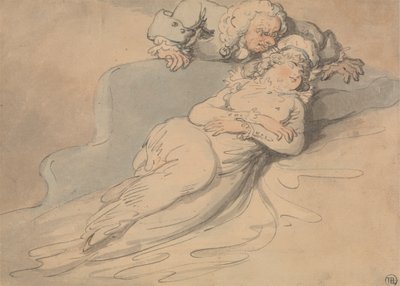 Nukkuva nainen, jota mies katseli tekijältä Thomas Rowlandson