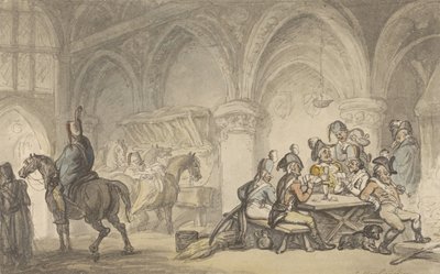 Sotilaat juhlimassa majatalossa tekijältä Thomas Rowlandson