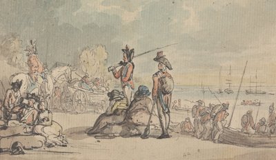 Sotilaat nousemassa alukseen tekijältä Thomas Rowlandson