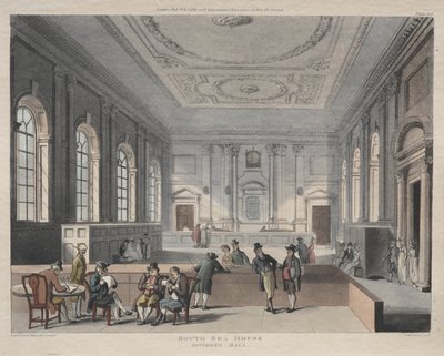 South Sea House, Dividend Hall, 1810. tekijältä Thomas Rowlandson