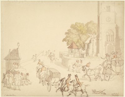 Putney Bridgen eteläpuoli tekijältä Thomas Rowlandson