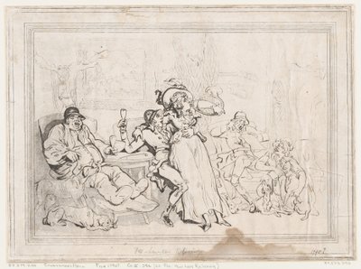Urheilijoiden sali, eli kettujahtajat rentoutumassa tekijältä Thomas Rowlandson