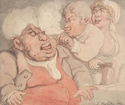 Pilkkaaminen piipun savulla tekijältä Thomas Rowlandson