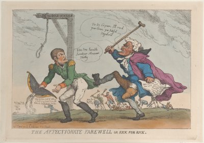 The Affectionate Farewell tai Kick for Kick, 17. huhtikuuta 1814., 17. huhtikuuta 1814. tekijältä Thomas Rowlandson