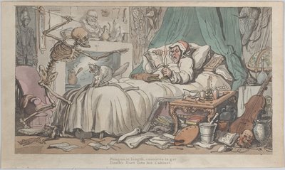 Antikvariaatin viimeinen testamentti ja testamentti teoksesta The English Dance of Death, osa. Minä, levy 2..., 1816. tekijältä Thomas Rowlandson