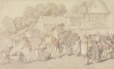 Miliisijoukon saapuminen majataloon tekijältä Thomas Rowlandson