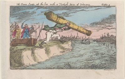 Paroni hyppää mereen turkkilaisen asekappaleen kanssa, [1809], uudelleen..., [1809], julkaistu uudelleen 1811. tekijältä Thomas Rowlandson