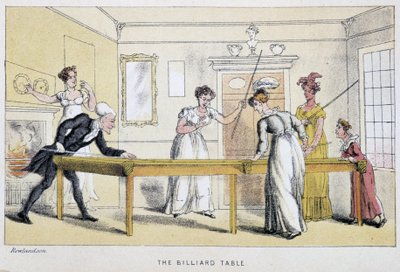 Billard-pöytä William Comben "Doctor Syntaxin kolmella kiertueella: maalauksellisen lohdutuksen ja vaimon etsintä", kuvittanut Rowlandson. London Edition, John Camden Hotten, Picadilly tekijältä Thomas Rowlandson