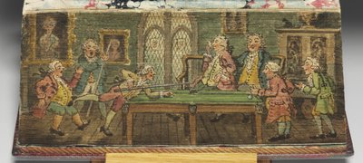 "The Book of Common Prayer", yksityiskohta etureunamaalauksesta "Biljardipeli", 1772 tekijältä Thomas Rowlandson
