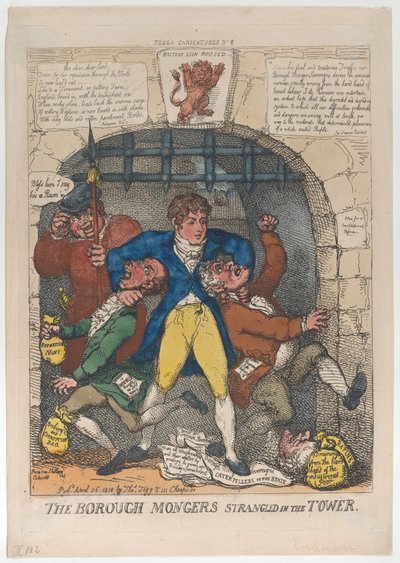 Borough Mongers kuristettiin Towerissa, 26. huhtikuuta 1810., 26. huhtikuuta 1810. tekijältä Thomas Rowlandson