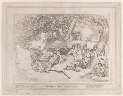 Kärryhevonen elokuvasta Kilpahevosen elämä, eli The High-Mettled Racer, 20. heinäkuuta..., 20. heinäkuuta 1789 tekijältä Thomas Rowlandson
