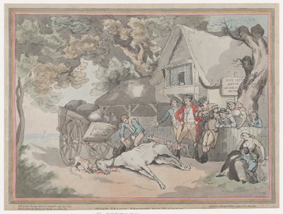 Kärryhevonen elokuvasta The Life of a Racehourse, tai The High-Mettled Racer, 2. heinäkuuta..., 20. heinäkuuta 1789. tekijältä Thomas Rowlandson