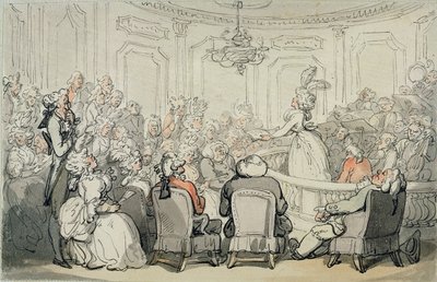 Konsertti, elokuvasta "Scenes at Bath", n. 1795-1800 (akvarelli, kynä ja muste telineeseen asetetulle paperille) tekijältä Thomas Rowlandson