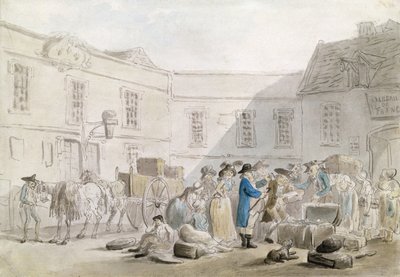 Boulognen tullitalo (wc kynällä ja harmaalla musteella kynällä paperilla) tekijältä Thomas Rowlandson