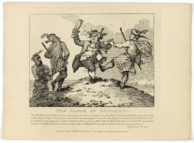 Dun-Canin tanssi, Boswellin Hebridien kiertomatkasta. tekijältä Thomas Rowlandson