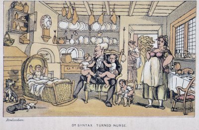 The Doctor Keeping Children - "" Doctor Syntaxin kolmella kiertueella: viehättävää lohtua ja vaimoa etsimässä" William Combe, ill. Rowlandson tekijältä Thomas Rowlandson