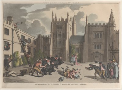 Sisäänkäynti luostariin Magdalen Collegessa, Oxfordissa, 31. lokakuuta 1811, 31. lokakuuta 1811. tekijältä Thomas Rowlandson