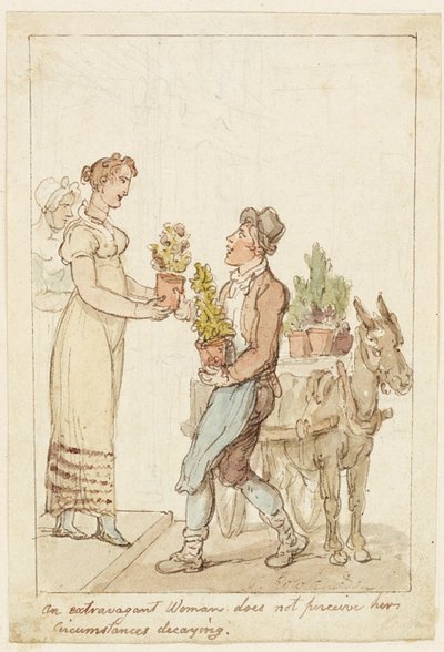 Ylimielinen nainen ei näe olosuhteitensa rapistuvan tekijältä Thomas Rowlandson