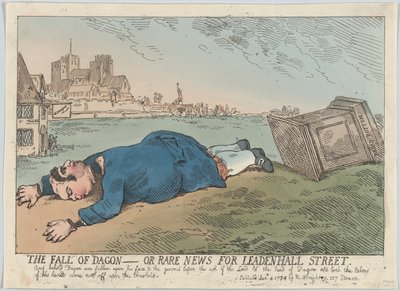 The Fall of Dagon – tai harvinaisia uutisia Leadenhall Streetille, 4. tammikuuta 1784, 4. tammikuuta 1784. tekijältä Thomas Rowlandson