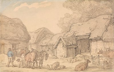 Maatilan piha tekijältä Thomas Rowlandson