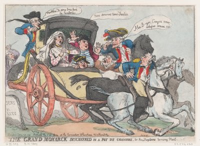 Grand Monarck löydetty Pot de Chambresta, eli The Fugitives Turning Tail, ..., 28. kesäkuuta 1791. tekijältä Thomas Rowlandson