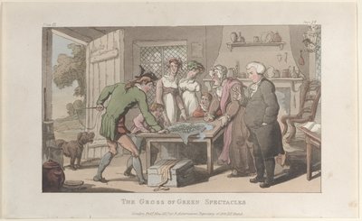 The Gross of Green Spectacles, teoksesta The Vicar of Wakefield, toukokuu 1817, toukokuu 1817. tekijältä Thomas Rowlandson