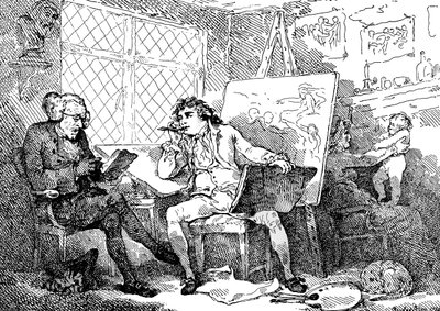 Historioitsija elävöittää nuoren taidemaalarin mieltä, 1784. tekijältä Thomas Rowlandson