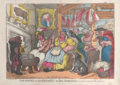 Perheen toiveet eli neiti Marrowfat kotona lomalla, 1809-13., 1809-13. tekijältä Thomas Rowlandson