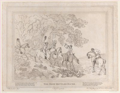 Metsästäjä kirjasta Kilpahevosen elämä tai korkeatasoinen kilpailija, 20. heinäkuuta 1789, 20. heinäkuuta 1789 tekijältä Thomas Rowlandson